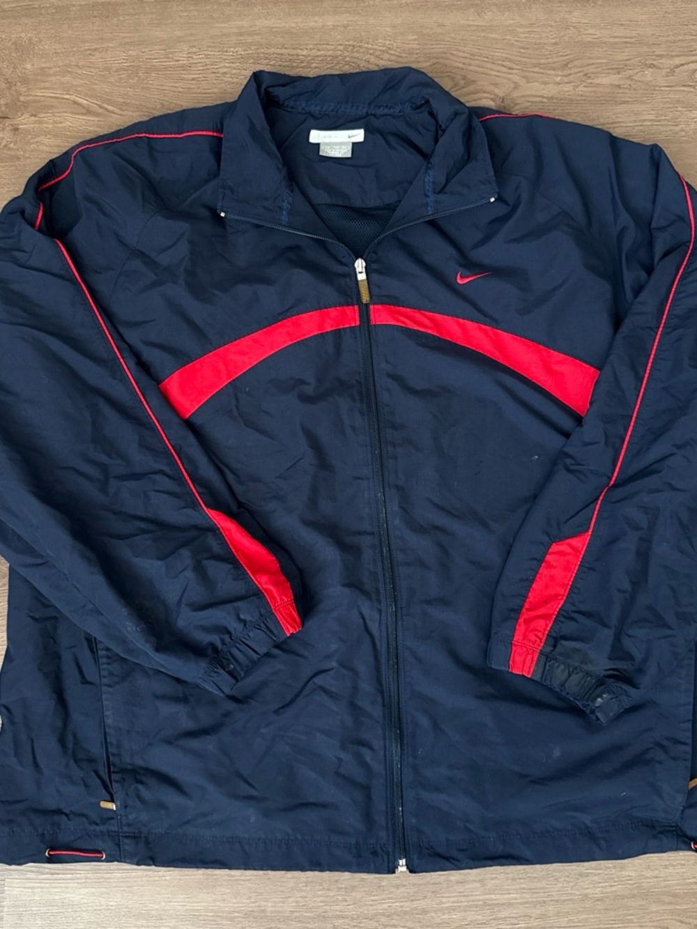 Vintage Y2K Nike Navy and Red Track Jacket